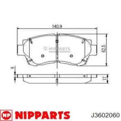 Колодки гальмівні передні, дискові J3602060 Nipparts