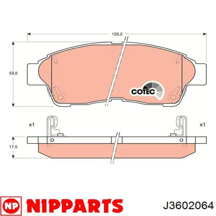 Купити J3602064 Nipparts Колодки гальмівні передні, дискові