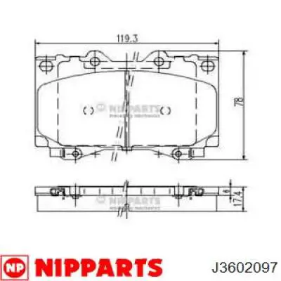 Колодки гальмівні передні, дискові J3602097 Nipparts