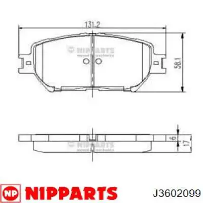 Колодки гальмівні передні, дискові J3602099 Nipparts