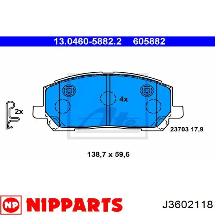 HKPTY119 NTY Передні гальмівні колодки