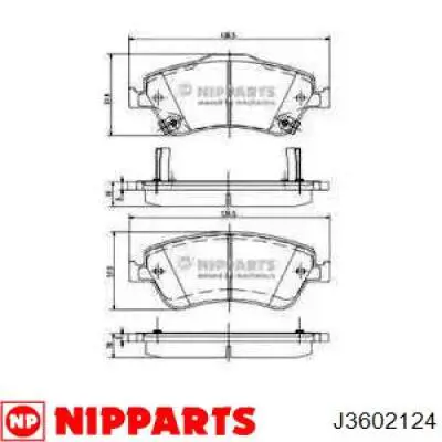 J3602124 Nipparts колодки гальмівні передні, дискові