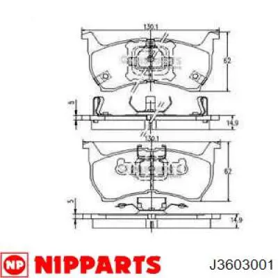 Колодки гальмівні передні, дискові J3603001 Nipparts