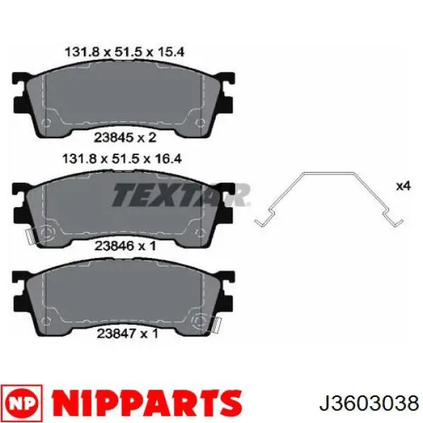 Гальмівні колодки Nipparts J3603038 ціна, від 20.88 USD