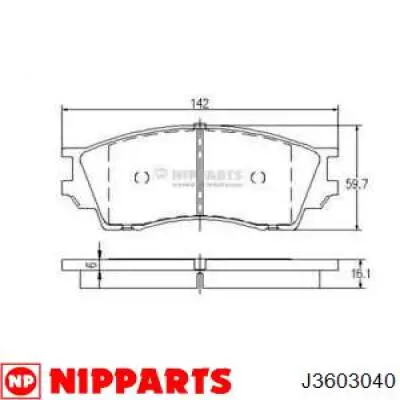 Гальмівні колодки Nipparts J3603040 ціна, від 22.91 USD