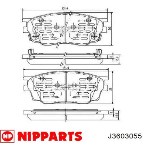 Купити J3603055 Nipparts Колодки гальмівні передні, дискові