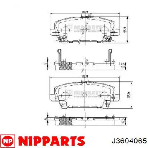 Гальмівні колодки Nipparts J3604065 ціна, від 24.77 USD