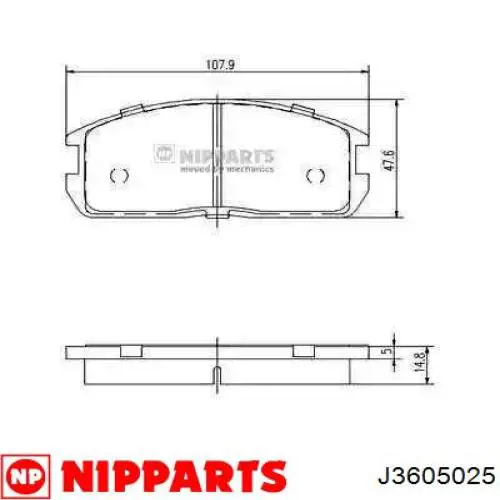 Гальмівні колодки Nipparts J3605025 ціна, від 13.94 USD