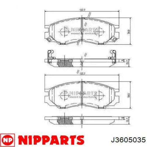 Купити J3605035 Nipparts Колодки гальмівні передні, дискові