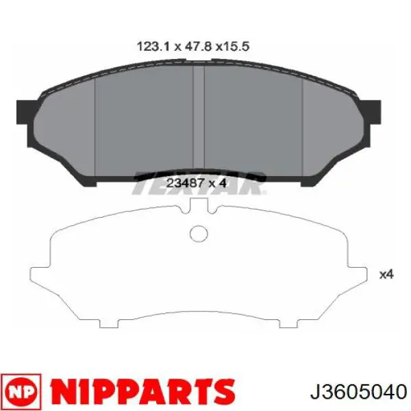 Колодки гальмівні передні, дискові J3605040 Nipparts