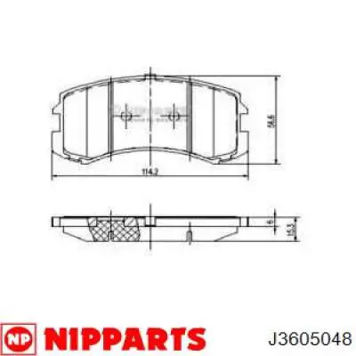 J3605048 Nipparts Передні гальмівні колодки