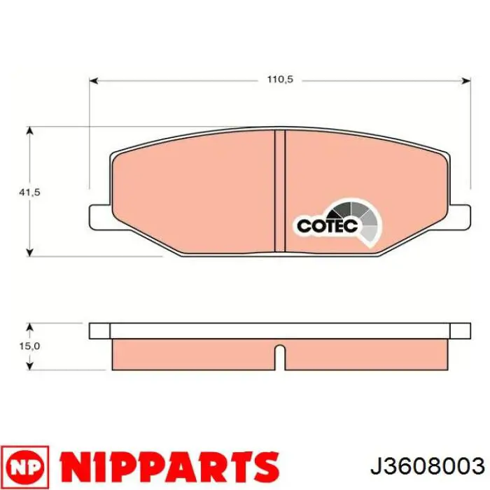 Колодки гальмівні передні, дискові J3608003 Nipparts