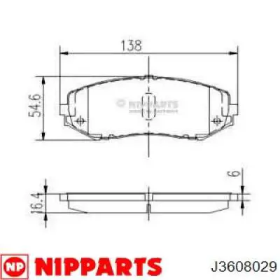 Колодки гальмівні передні, дискові J3608029 Nipparts