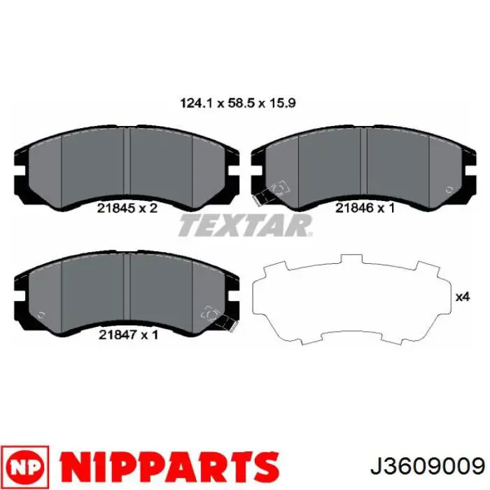 Гальмівні колодки Nipparts J3609009 ціна, від 19.00 USD