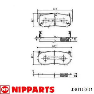 Задні гальмівні колодки Nipparts J3610301 ціна, від 13.64 USD