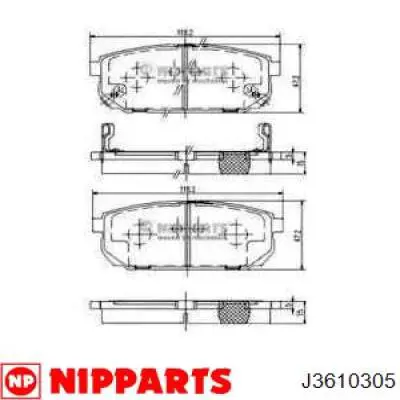 J3610305 Nipparts Колодки гальмівні задні, дискові