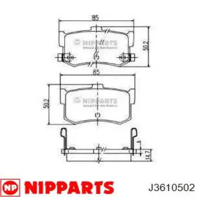 J3610502 Nipparts колодки гальмові задні, дискові