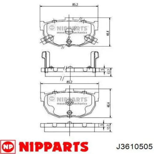 Колодки гальмові задні, дискові J3610505 Nipparts