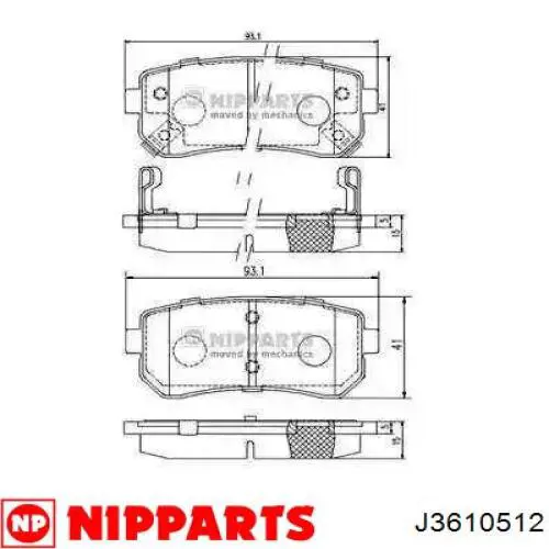 Купити J3610512 Nipparts Задні колодки