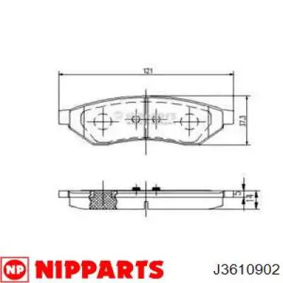 Колодки гальмові задні, дискові J3610902 Nipparts