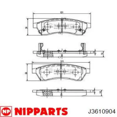 Колодки гальмові задні, дискові J3610904 Nipparts