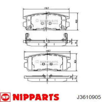 Колодки гальмові задні, дискові J3610905 Nipparts