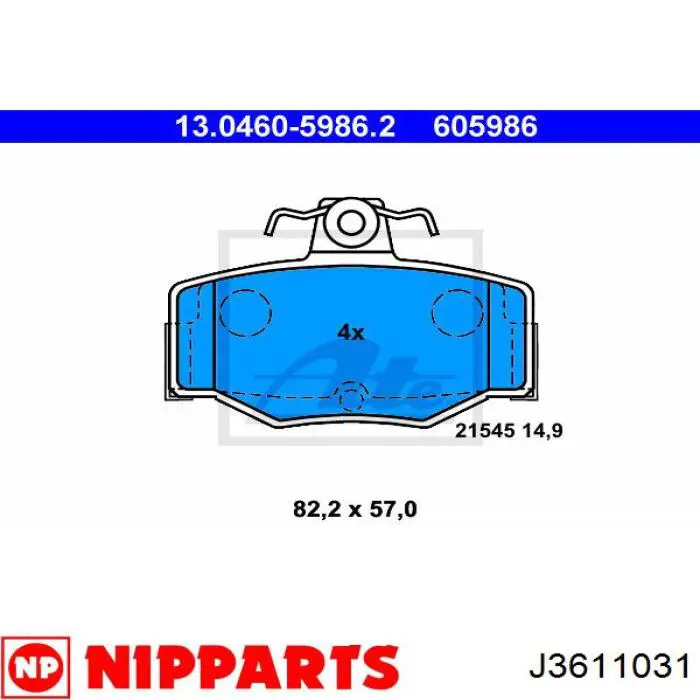 J3611031 Nipparts колодки гальмові задні, дискові