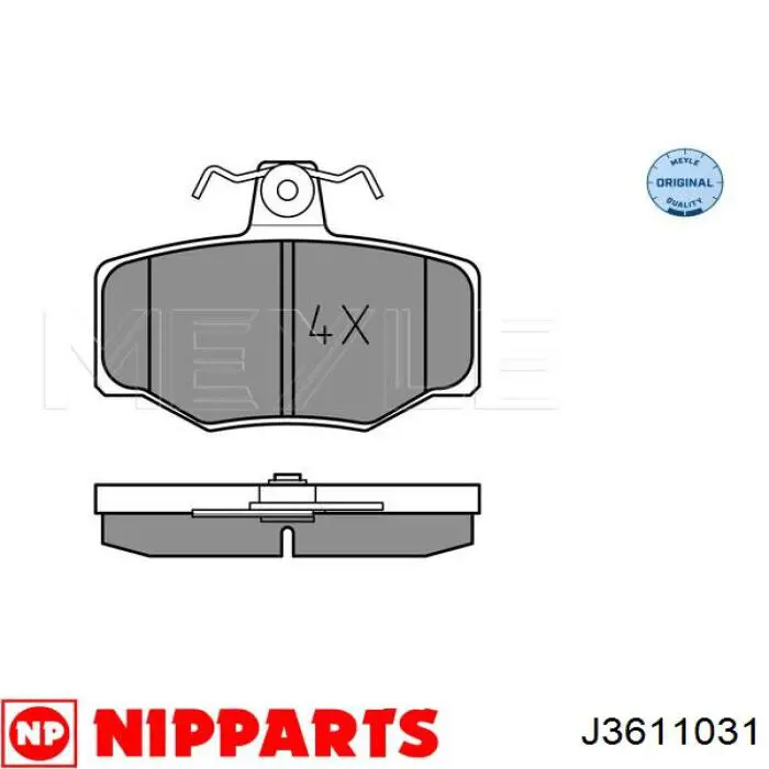 Задні гальмівні колодки Nipparts J3611031 ціна, від 14.74 USD