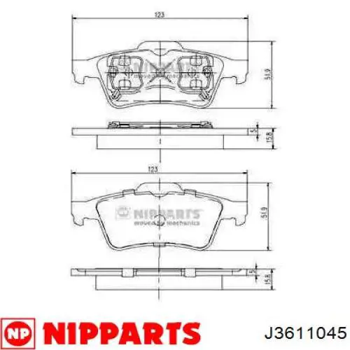 Купити J3611045 Nipparts Задні колодки
