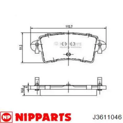 Колодки гальмові задні, дискові J3611046 Nipparts