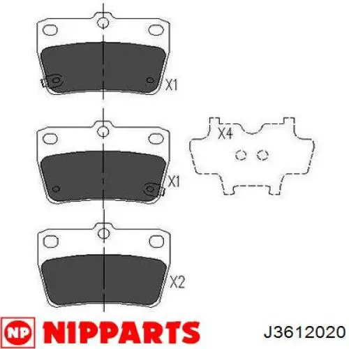 Задні гальмівні колодки J3612020 Nipparts