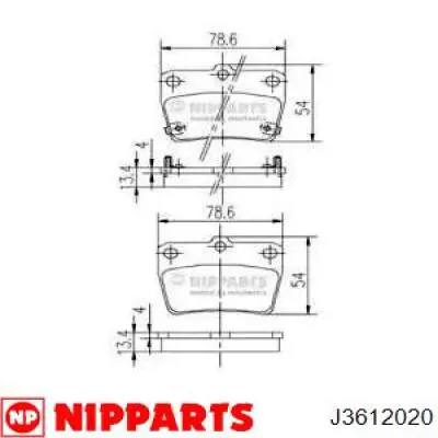 Задні дискові колодки Nipparts J3612020