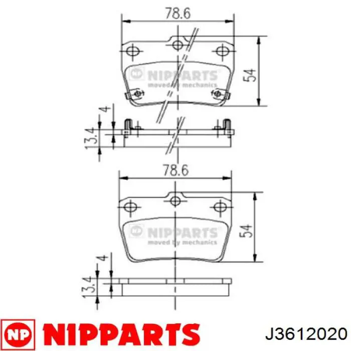 Колодки гальмові задні, дискові J3612020 Nipparts