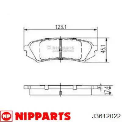 J3612022 Nipparts колодки гальмові задні, дискові