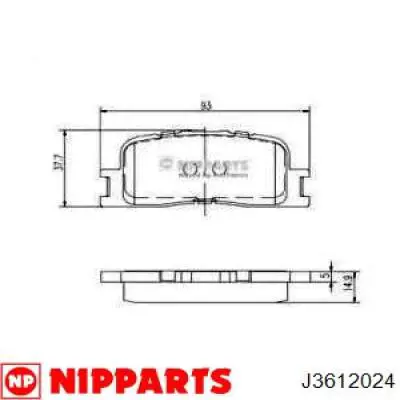 Задні гальмівні колодки Nipparts J3612024 ціна, від 14.00 USD