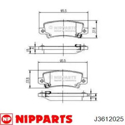 J3612025 Nipparts колодки гальмові задні, дискові