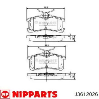 J3612026 Nipparts колодки гальмові задні, дискові