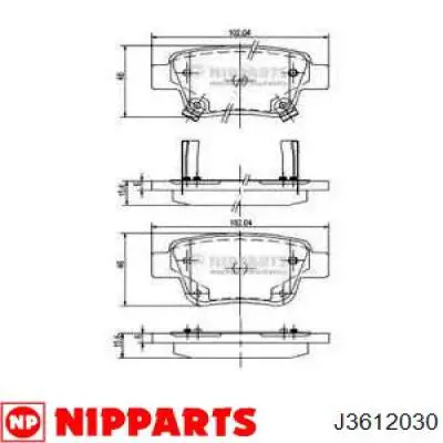 J3612030 Nipparts Колодки гальмівні задні, дискові