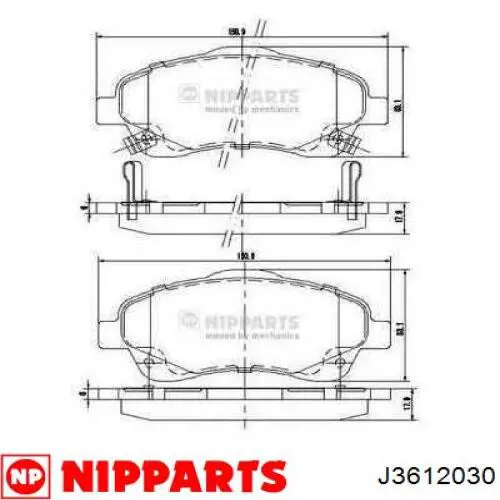Задні гальмівні колодки Nipparts J3612030 ціна, від 15.94 USD
