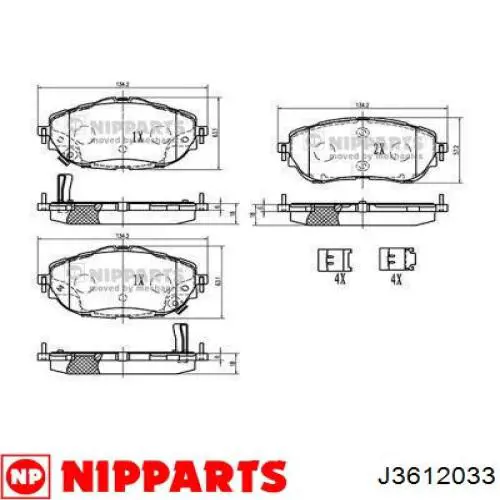 Задні гальмівні колодки Nipparts J3612033 ціна, від 15.20 USD