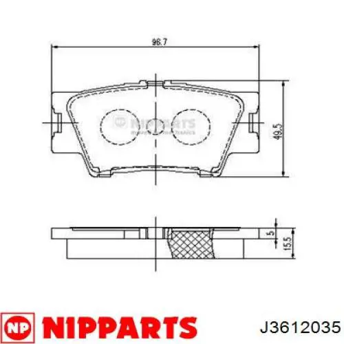 J3612035 Nipparts колодки гальмові задні, дискові