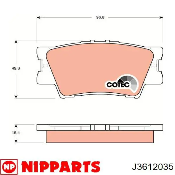 Задні гальмівні колодки Nipparts J3612035 ціна, від 20.37 USD