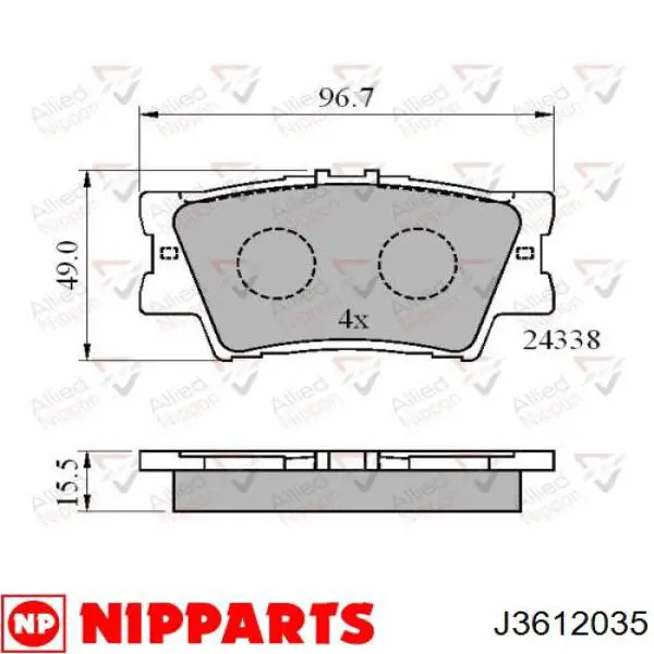 Купити J3612035 Nipparts Задні колодки