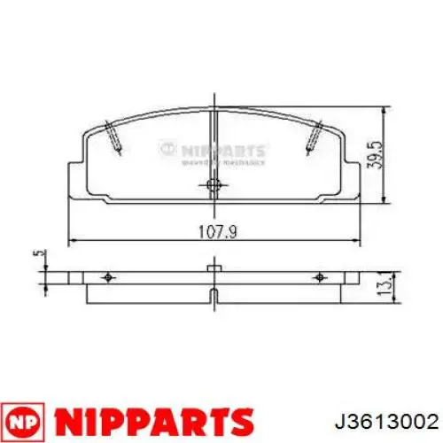 Задні гальмівні колодки Nipparts J3613002 ціна, від 13.29 USD