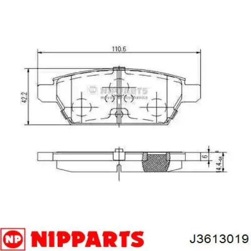 Задні гальмівні колодки Nipparts J3613019 ціна, від 20.76 USD