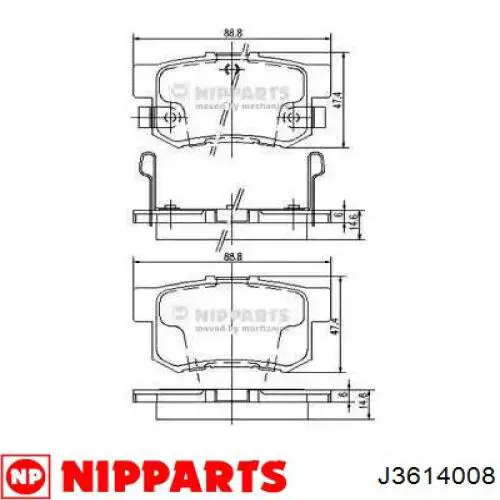 Купити J3614008 Nipparts Задні колодки