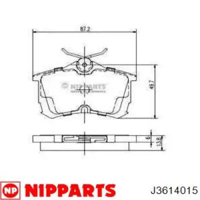 J3614015 Nipparts колодки гальмові задні, дискові