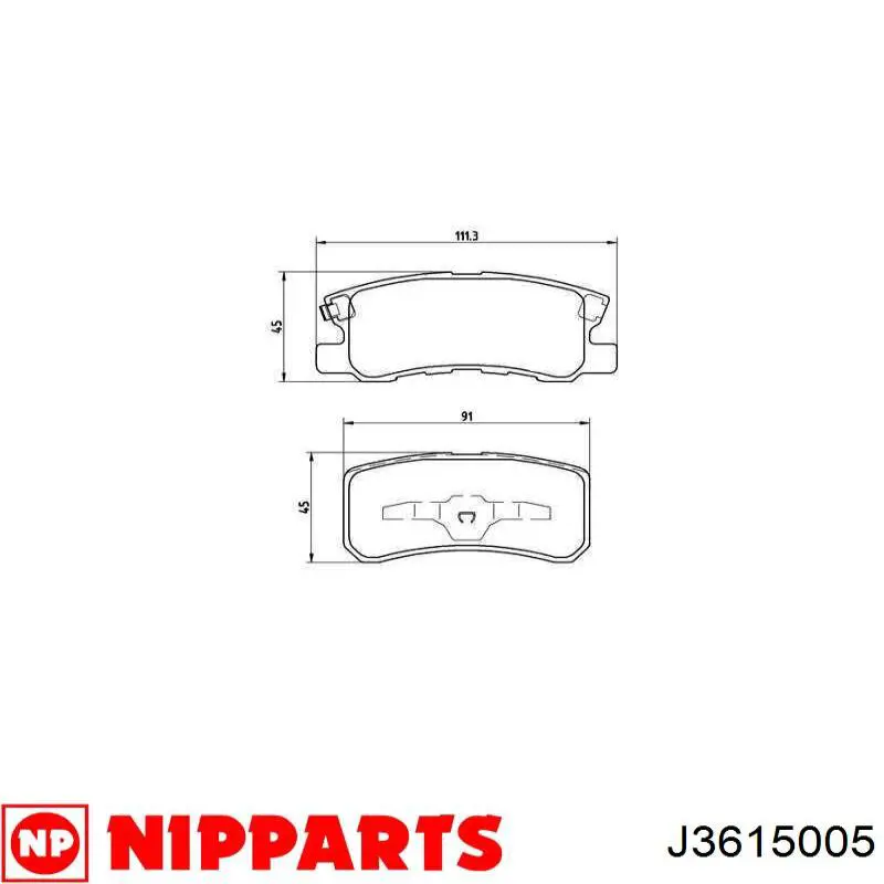 Задні гальмівні колодки J3615005 Nipparts