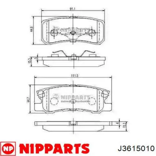 Купити J3615010 Nipparts Задні колодки