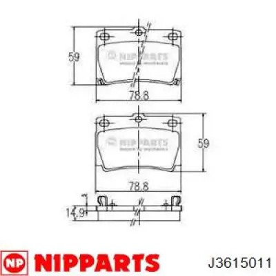 J3615011 Nipparts колодки гальмові задні, дискові